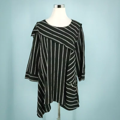 Top túnica artística asimétrica a rayas negras Moonlight Y&S de moda talla grande L Foto 1 de 4