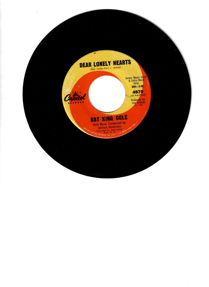 1962     DEAR  LONELY  HEARTS  -  NAT  KING  COLE Foto 1 de 1