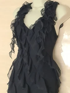 Stunning Black Morgan Ruffle Lined Evening Dress, Size 10/12 - Picture 1 of 4