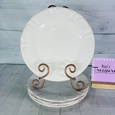 JCPenny Home Embossed Dots Ivory Tan Highlights Ceramic 11" Dinner Plates Set 4 - Image 1 of 4