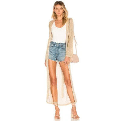 Cárdigan Tularosa Wendy Robe Longline M Tejido Metálico Mangas Acampanadas Dorado  Foto 1 de 4