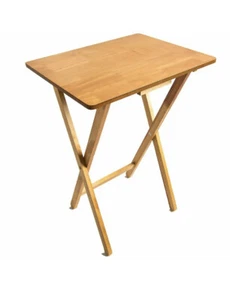 Mesa plegable de madera de goma para TV bocadillos mesa portátil mesa madera natural 66 x 48 x 37 cm - Imagen 1 de 6