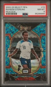 RAHEEM STERLING 2022-23 Select FIFA PEACOCK Card #13 PSA 8 England SSP - Picture 1 of 3