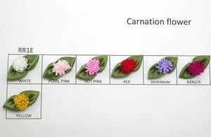 Band Nelken geschlungen Blumen 1 3/8" x 5/8" (35mm x 16mm) mit Blattfarben - Bild 1 von 8