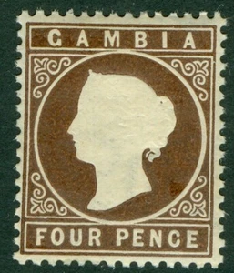 SG 31 Gambia 1886-93. 4d marrón profundo. Fino sin montar como nuevo CAT £13 - Imagen 1 de 1