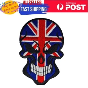 UK Flag Skull Iron on Patch Union Jack British United Kingdom 9×6×0.1cm(3.1g) - Picture 1 of 4