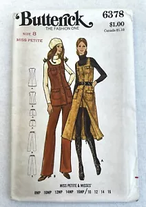 Pantaloni/pantaloncini a tunica Butterick vintage anni 70 6378 Modello 6378 Miss Petite 8 completi - Foto 1 di 8