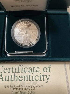 1996 National Community Service Commemorative Proof Silver Dollar Coin - Image 1 of 3