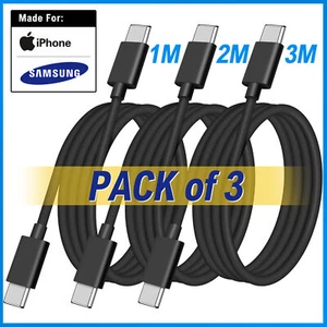 3x USB-C to USB-C Cable PD 20W Fast Charger Data SYNC Lead 1M For Google Android - Picture 1 of 15