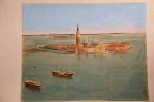 TIRAGE PHOTO	Albumine aquarellé, sur carton, 1880 	VENISE ITALIE 20X25CM - Picture 1 of 2