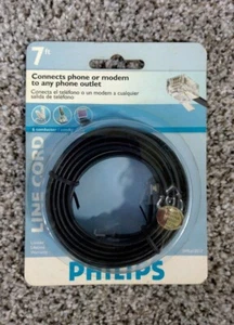 New Philips Modular Line Cord 7 Feet Long Phone or Modem Use For Up To 3 Lines - Picture 1 of 3