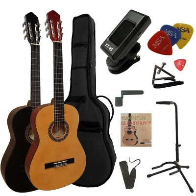 Chitarra da concerto 4/4 - classica - SET ESCLUSIVO 10 pezzi - custodia + supporto GL1! - Immagine 1 di 4