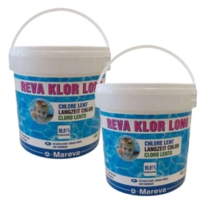 Reva Klor Long 2 Mareva 10 Kg Pastiglie Di Tricloro Multiazione Lento x Piscina - Foto 1 di 1