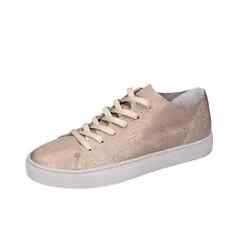 BC194 CRIME LONDON  EXOTIC Shoes Women Beige Sneakers Leather Round Toe No Casua
