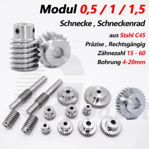 Modul 0,5 1 1,5 Schneckenrad aus Stahl C45 Schneckengetriebe 15-60 Zähne - Picture 1 of 39