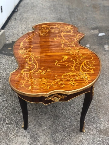 Marquetry Bronze Ormolu Mounted Cocktail Coffee Table Cover