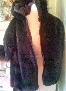 Steve Madden Women's Black Faux Fur Coat Hooded SzXX L EUC - Picture 1 of 4