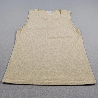 Oscar de la Renta Cashmere Silk Top Sleeveless Blouse Metallic Gold Size XL - Image 1 of 4