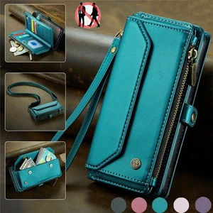 Funda tipo billetera con cremallera para Samsung S25 S24 Ultra Plus S23 S22 S21 con correa - Imagen 1 de 69