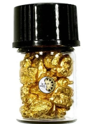 2.000 GRAMS ALASKAN YUKON BC NATURAL PURE GOLD NUGGETS #6 MESH W BOTTLE (BG600) - Image 1 of 4