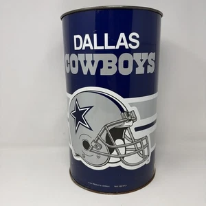 Dallas Cowboys Metal Trash Can 13” NFL Football P&K Products Vintage 1996 - Picture 1 of 7