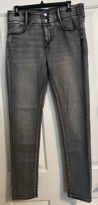 Womens "Apt 9" Size 12 Dk BLACK/GREY, Distressed, Mid Rise, Zip Up, Skinny - Image 1 of 4