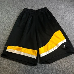 Nike Air Jordan Shorts Mens Small Gold Black White Dazzle Baggy Jumpman Logo Y2K - Picture 1 of 12
