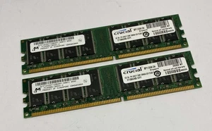2GB (2 x 1GB) Micron / Crucial PC3200U 400MHz DDR1 Non-ECC Computer Memory RAM - Picture 1 of 4