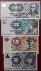 2003 - 2008 DENMARK 500/200/50/10 KRONER FOUR BANKNOTES 
