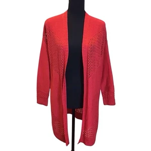New Directions Strickjacke vorne offen Gr. M - rot - leichte Netzdetails - Bild 1 von 9