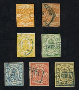 Rare Oldenburg Germany Stamps 1859-1861 Genuine Classics Sc #8 #9 #10 #12 to #15 - Picture 1 of 2