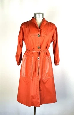 Vintage 1960's Bonnie Cashin Sills Tangerine Canvas Coat w Big Leather Pocket - Image 1 of 4