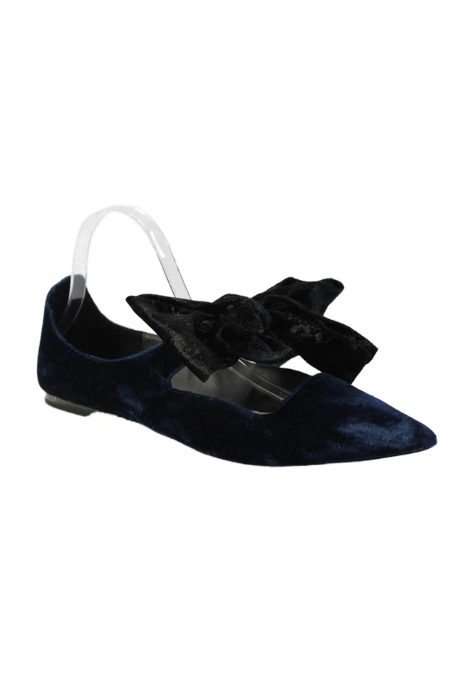 Zapatos planos de ballet Zara para mujer con moño de terciopelo azul marino negro talla 41 11 Foto 1 de 4