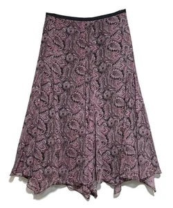 Gonna Liz Claiborne, lavanda e grigio stampa paisley svasata completamente foderata, taglia 16P - Foto 1 di 4