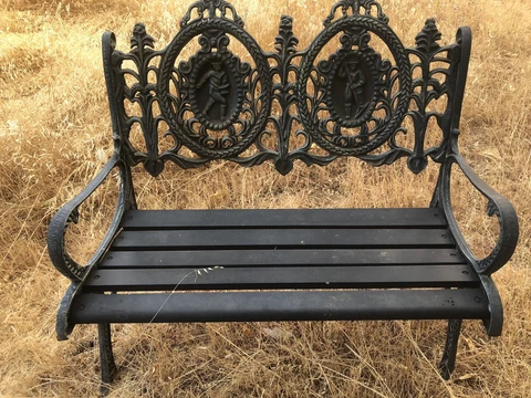 Shipping Now Avail  * Ornate Heavy Cast Iron Bench Victorian Seasons Design Cover