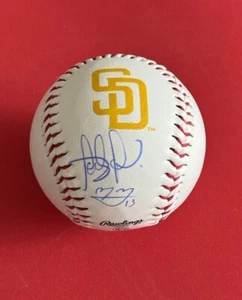 MANNY MACHADO FERNANDO TATIS JR FIRMATO SAN DIEGO PADRES LOGO PALLA BASE BECKETT 2 - Foto 1 di 3