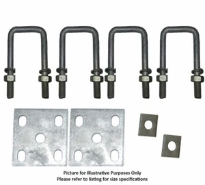 U Bolts Kit 45mm Square x 5.5" Galvanised Boat Trailer Fish Plates Axle Pads - Picture 1 of 1