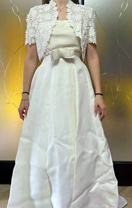 ABITO DA SPOSA IN RASO CON COPRISPALLA TG. 44 - Foto 1 di 6