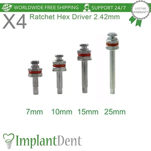 4x Ratchet Hex Driver 2.42mm Dental Tool Instrument Prosthetic Fixation - Picture 1 of 3