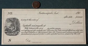 1900s Indianapolis Indiana Official State Seal Blank Promisory Bank Note SCARCE- - Picture 1 of 1