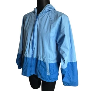 Girl Connection Rain Coat 14/16 Blue Hooded Pockets Zip Front Lined Tela Shell - Picture 1 of 16