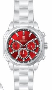 Men's Watch Chronograph Cavadini Stainless CV-2021 Designer Exclusive Wine Red - Picture 1 of 3