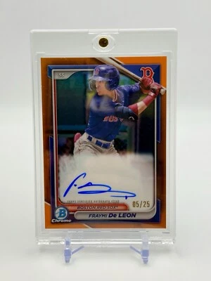 2024 Bowman Chrome Fraymi De Leon Orange Auto /25 CPA-FD Boston Red Sox - Image 1 of 3