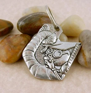 Bookworm double sided Pewter Keychain, Once Upon a Time storybook - Bild 1 von 2