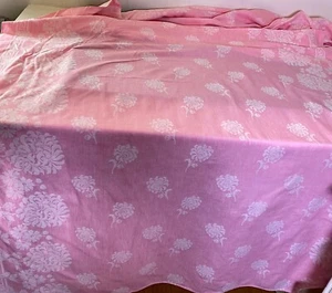 Vintage Rosa Blumen Damast Bankett Tischdecke XX234 - Bild 1 von 2
