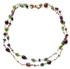 Collar con cuentas de cristal de colores, muy elaborado trabajado 158 cm de largo!! - Imagen 1 de 8