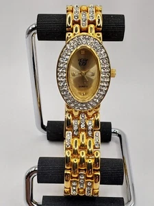 Elizebeth Taylor Ladies Fashion Gem Quartz Watch 21mm Oval Gold Tone Bracelet - Picture 1 of 10
