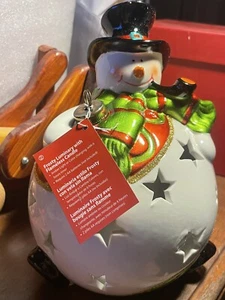 New Unused In Box Snowman FLAMELESS CANDLE LUMINARY Christmas Ornament Decor - Picture 1 of 5