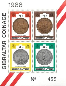 2. Gibraltar Coinage 1988 Miniature Sheet MNH - Picture 1 of 2