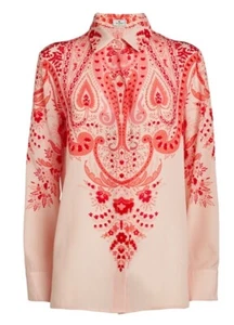$1150 New XL Etro silk shirt top blouse 48 Euro With 2023 Scarf Design - Picture 1 of 13